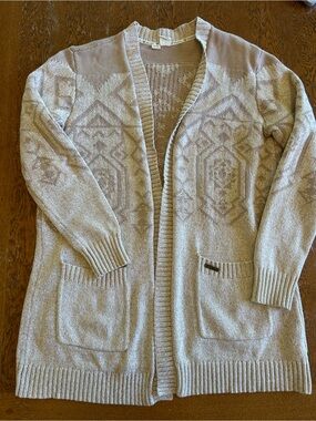 ROXY Women’s Open-Front Patterned Cardigan Sweater - Light Taupe